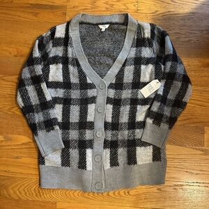 Plaid Eyelash Cardigan NWT